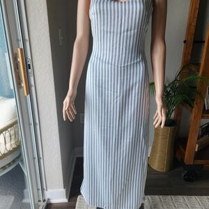 Striped Blue and White Maxi Dress